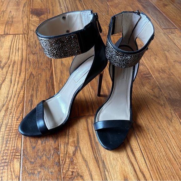 BCBG Max Azria Womens Ankle Strap Stiletto Heels Black Silver Tone Size 9.5 - Picture 5 of 7